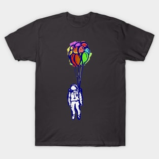 The blue Astronaut and the colourful Balloons T-Shirt